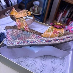 Colorful Floral Wedge Sandals
